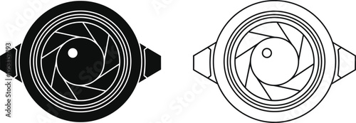 Camera Lens Shutter Aperture Icon Set Vector