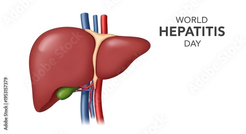 World hepatitis day awareness with liver illustration