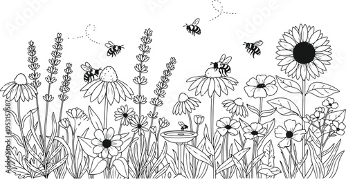 Whimsical scene of butterflies dancing among wildflowers in a meadow