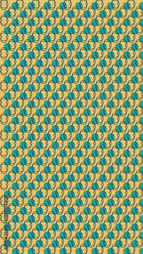Vintage Chain Link Geometric Pattern in Teal and Gold