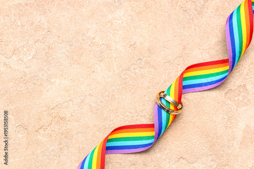 Rainbow ribbon with wedding...