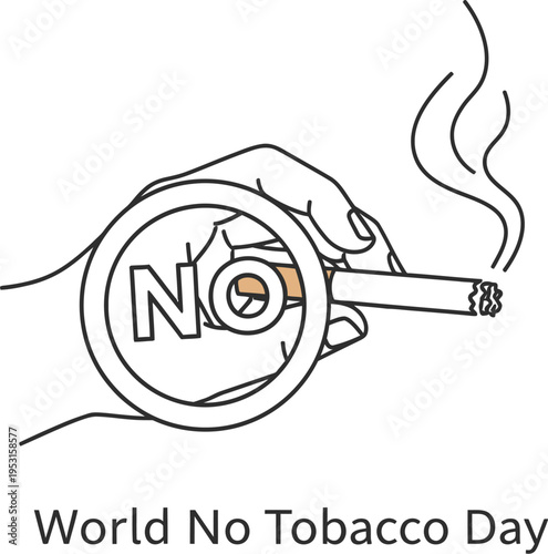 World no tobacco day campaign logo featuring a crossed-out cigarette with smoke