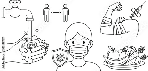 A whimsical scene of kitchen utensils and objects forming a playful gathering