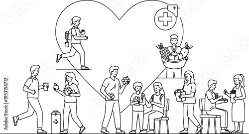 A diverse group of people attending a community gathering or outdoor event together