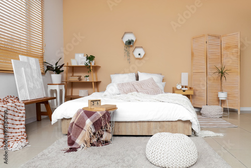 Interior of cozy bedroom wi...