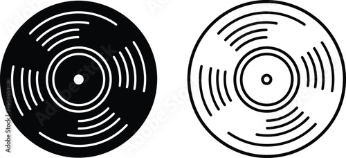 Vinyl Record Icon Set Vector