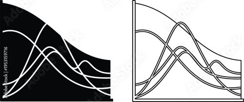 Abstract Data Graph Chart Icon Set Vector