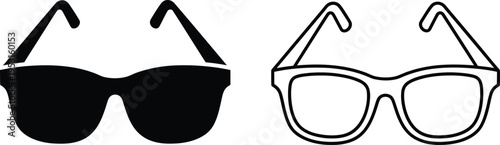 Sunglasses and Eyeglasses Icon Vector Set Vector