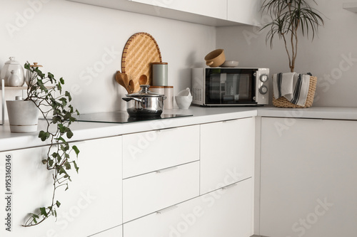 White counter with drawers ...