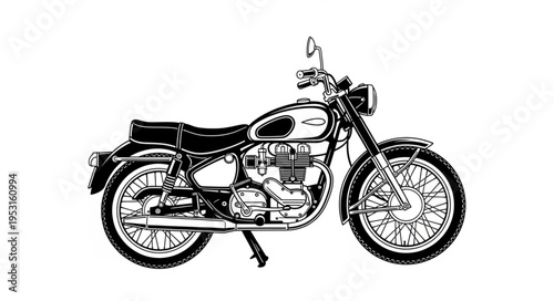 Vintage Motorcycle Side View Illustration.