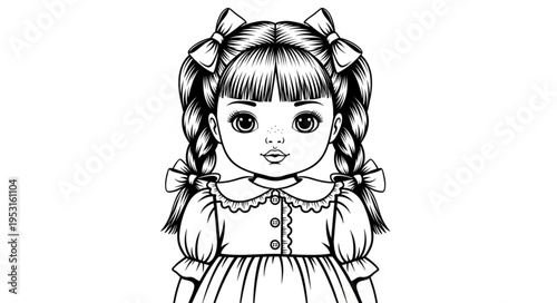 Vintage Style Doll Illustration.