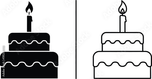 Birthday Cake Icon Set Vector