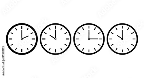 minimalist analog clocks displaying different times useful for illustrating time management time zones and global scheduling concepts.