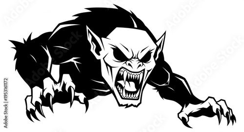 Werewolf in aggressive stance ready.