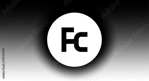 White Circle with Black Letters Logo.