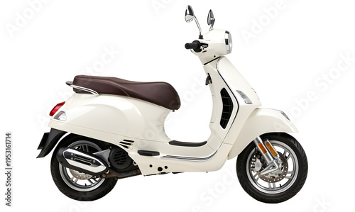 white Primavera scooter perfectly isolated on a pure white background studio lighting ultra sharp focus high resolution detailed bodywork chrome accents and wheels clean cutout style.