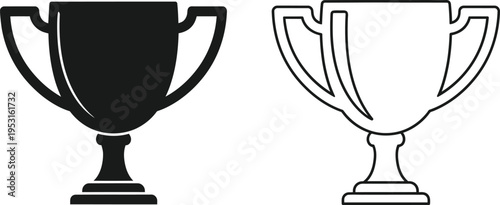 Trophy Cup Winner Award Icons Set Vector