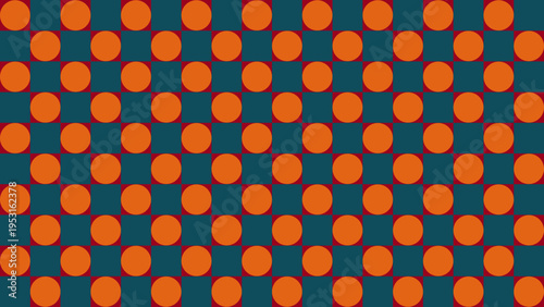 Konstfotografi Geometric Pattern with Orange Circles on Teal Background