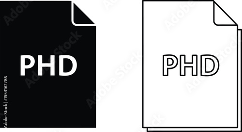 PHD File Icon Set Vector