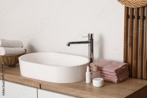 Sink with bath supplies in ...