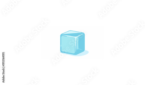 Frozen Blue Ice Block Vector Simple Ice Cube Design