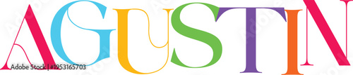 Augustin colorful typographic letter style design on transparent background