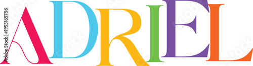 Adriel colorful typographic letter style design on transparent background