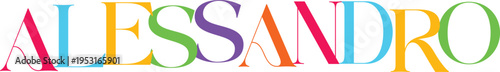 Alessandro colorful elegant alphabet letters on transparent background