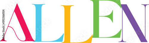 Allen colorful uppercase letter set, elegant design for branding and creative projects