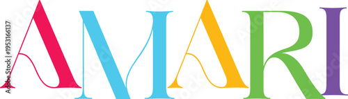 Amari name typography colorful letters modern font vibrant design