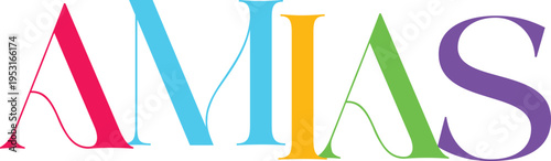 Amias name typography design colorful serif letters on checkered backdrop