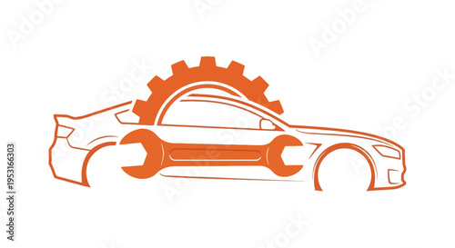 Car Repair Service Logo with Wrench and Gear.