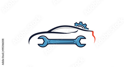 Car Repair Service Logo with Wrench and Gear.