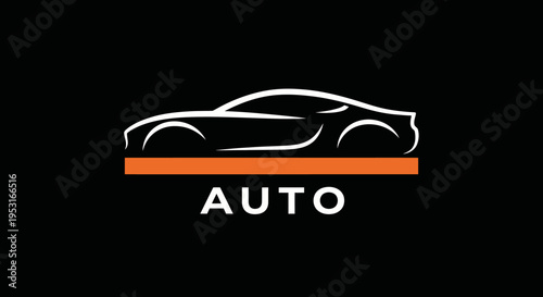 Sleek automotive logo with car outline and AUTO text.