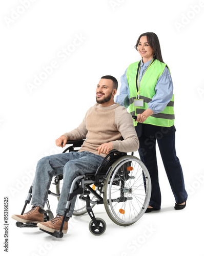 Young man in wheelchair wit...