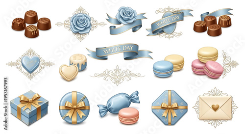 Elegant celebration collection for special occasions, featuring sweet treats, charming gifts, and romantic decorative elements, perfect for expressing love and joy