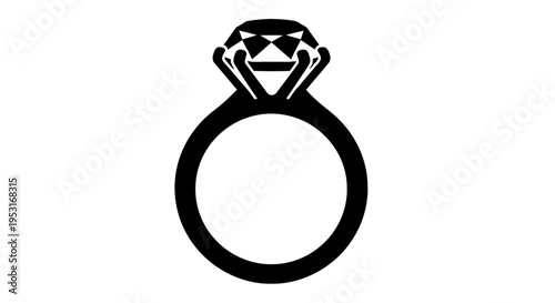 Jewelry Wedding Diamond Engagement Ring Black and White Glyph Icon