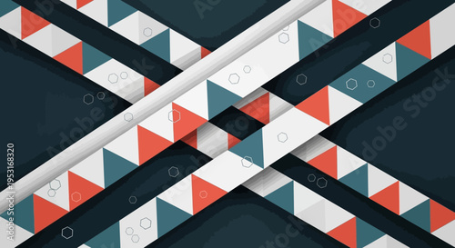 Abstract geometric pattern with intersecting triangular strips.