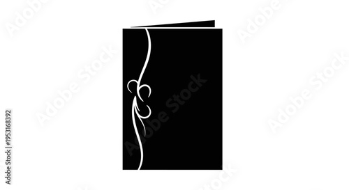 Black and White Vector Invitation Card Silhouette with Decorative Ribbon Bow Line Art