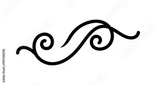 Black and White Swirl Flourish Vector Ornament, Decorative Design Element