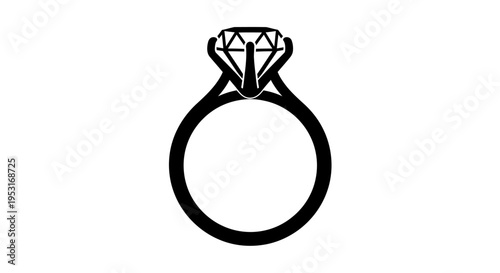 Black and White Diamond Ring Icon - Jewelry Symbol