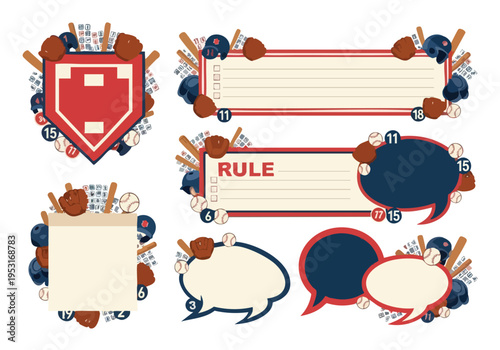 Baseball Elements. Sports Icons. Graphic Resources. Game Design. Illustration.
