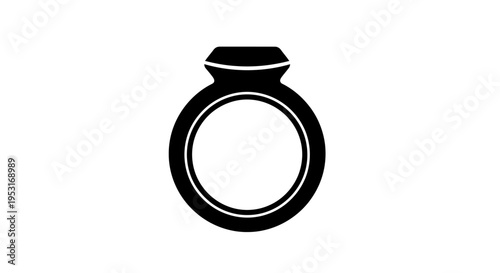 Black and White Glyph Icon of a Diamond Engagement Ring