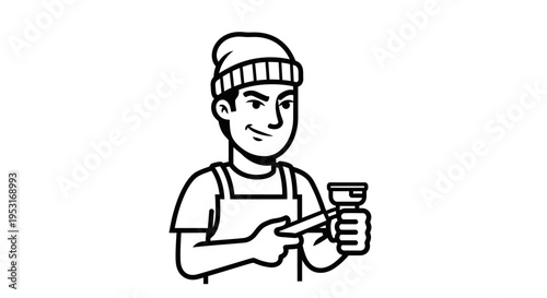 Barista Line Art Icon Making Coffee With Tamper And Portafilter