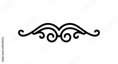 Ornate Swirl Flourish Decorative Element Black and White Line Art