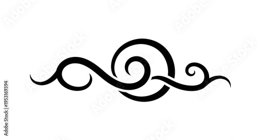 Black and White Swirl Tribal Tattoo Design Element