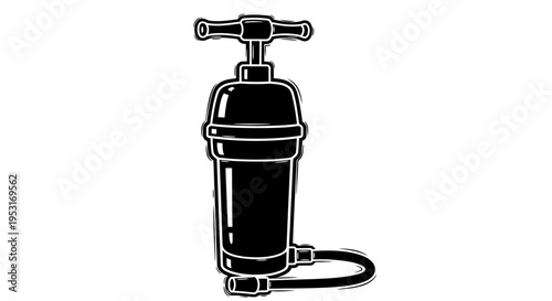 Black and White Line Art of an Air Pump for Outdoor Activities