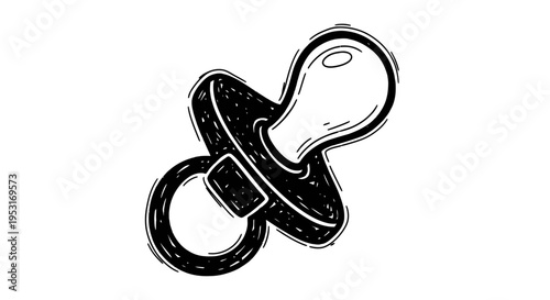 Black and White Line Art Pacifier Icon for Baby Care and Child Industry