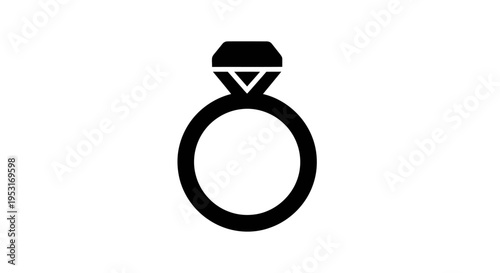 Black Diamond Ring Icon - Symbol of Love and Engagement