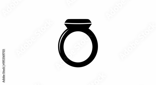 Black and White Icon of a Diamond Ring, Jewelry Glyph Style